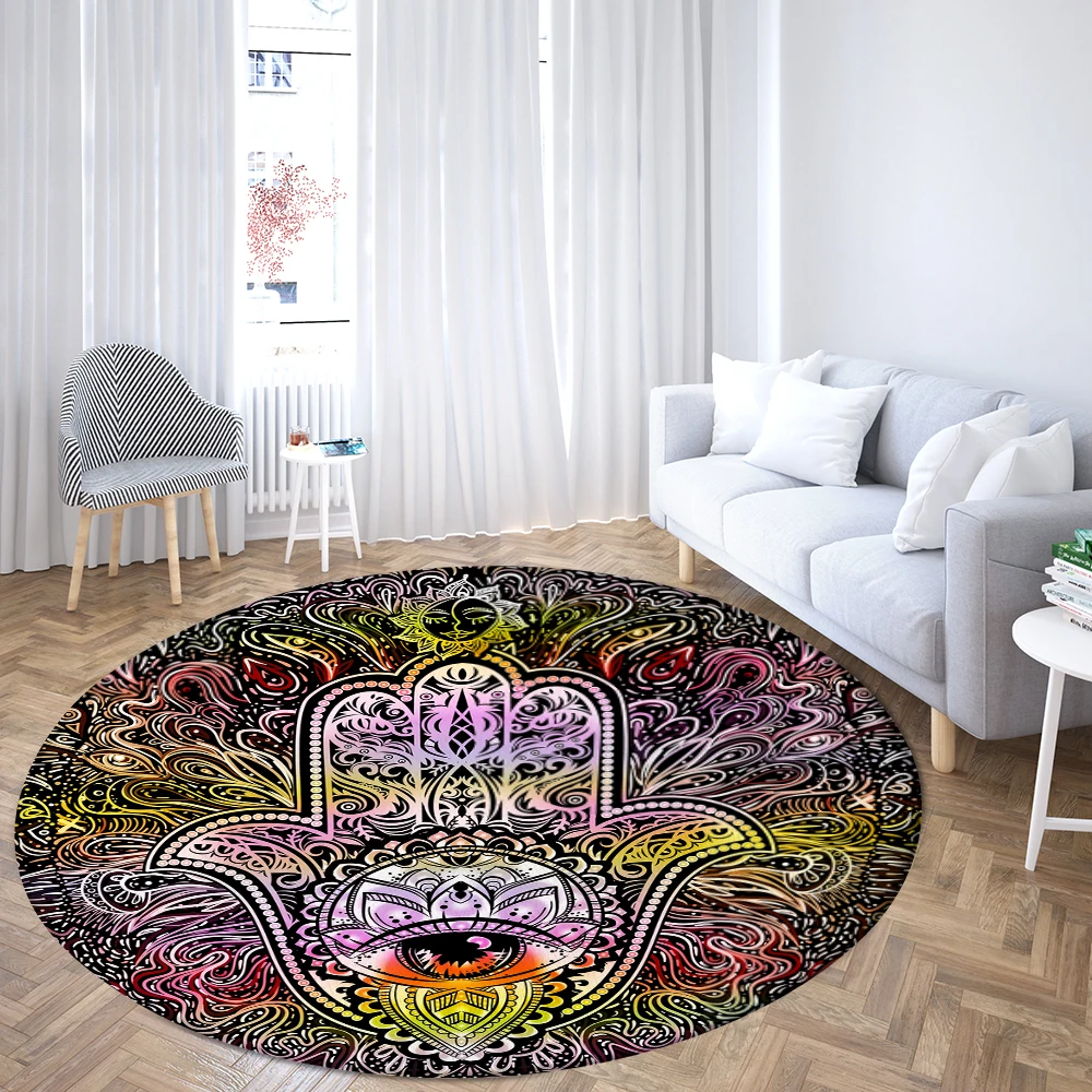 

Mandala Eye Round Rug Hippie Sun Art for the Living Room Floor Mat Bedroom Rugs Soft Carpets Home Sofa Table Decor Mat