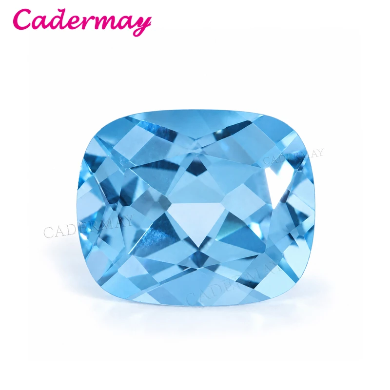 CADERMAY Long Cushion Cut Swiss Blue Natural Topaz Loose Stone With GRC Certificate Beads For Inlaid Jewelry Making
