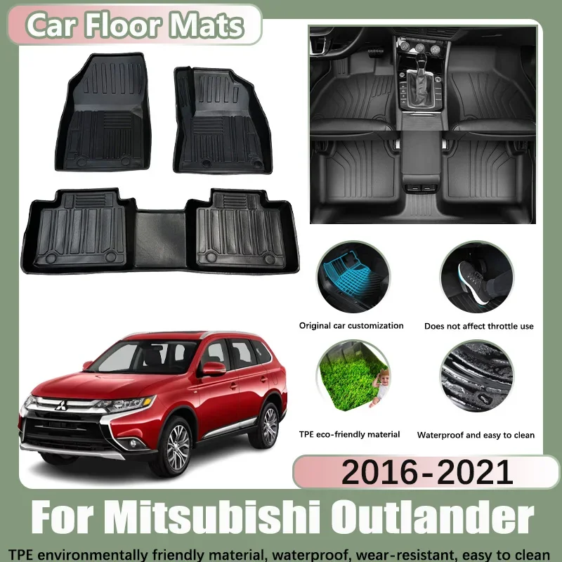 

RHD Car Floor Mat for Mitsubishi Outlander 2016-2021 LS ES TPE Carpet Anti-dirt Car Waterproof Foot Pad Custom Liner Accessories