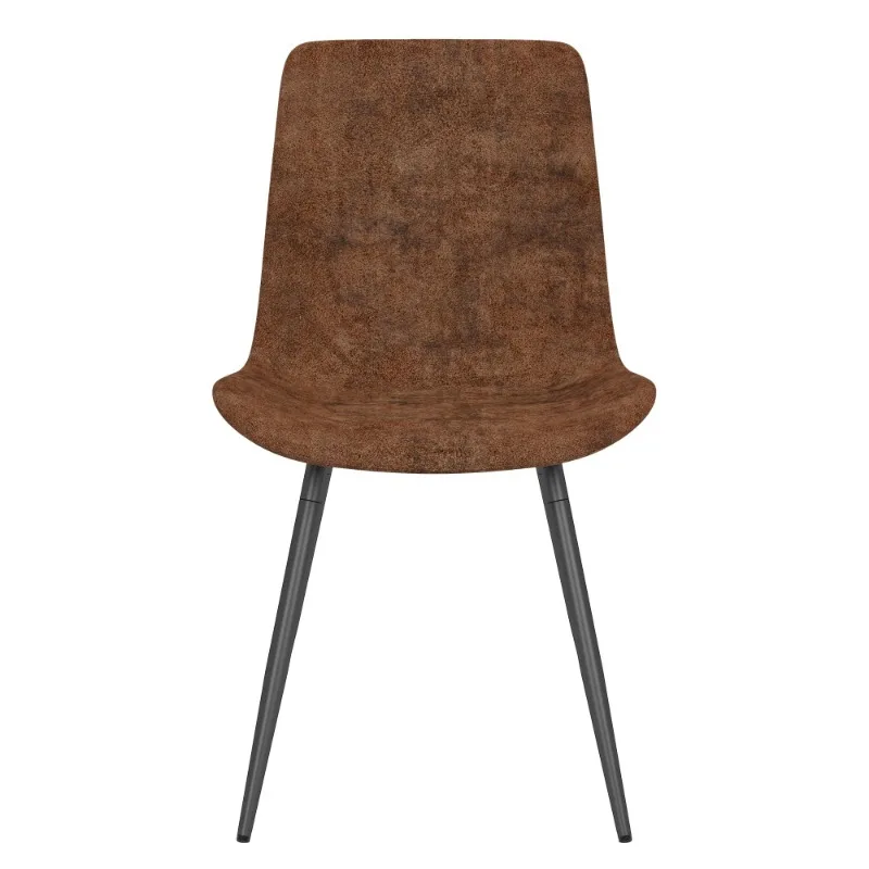 طقم كراسي طعام حديثة مكون من 4 قماش بني تقني منجد بإطار أسود قوي وأقدام مضادة للانزلاق للمقهى بيسترو أو مساحة صغيرة