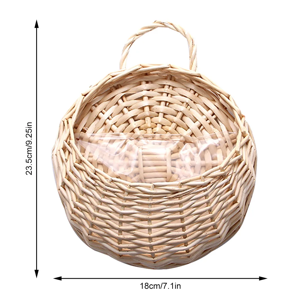 Hand Made Wicker Rattan Flower Planter Wall Hanging Wicker Rattam Basket Garden Vine Pot Plants Holder Garden Pots Wall Planter