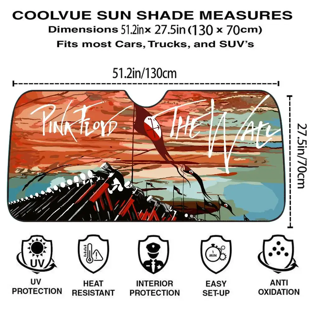 P-الوردي الجدار F-Floyd سيارة ظلة الزجاج الأمامي نافذة أمامية قناع 70x130 سنتيمتر الشمس قناع الشمسية حماية منقوشة هدية الجدة سيارة