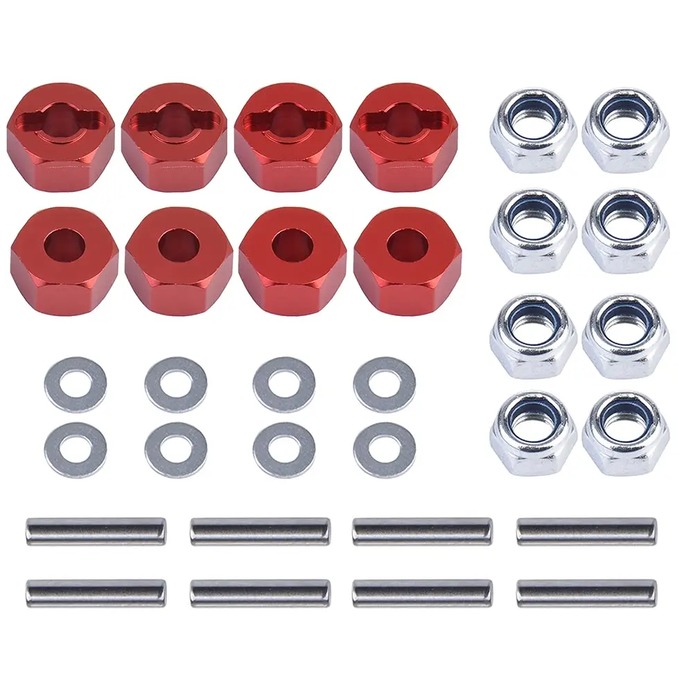 Aluminum Hex Wheel Hubs 12mm and M4 Lock Nuts for Traxxas Slash 4X4 Stampede Rustler Rally VXL Nitro 4-Tec 4WD 1/10 RC Car Parts