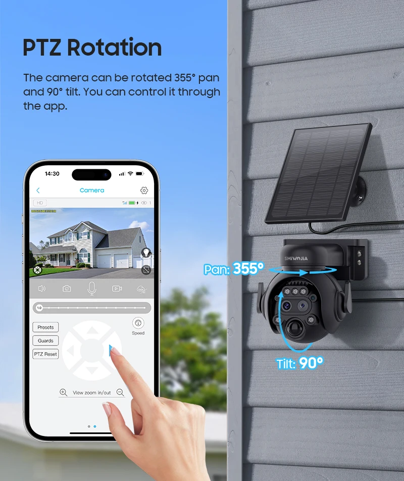 SHIWOJIA 4K 8MP 12X Zoom 4G Solar Security Cameras Wireless Outdoor 360° View Animal Monitoring Camouflage Color Battery PTZ Cam