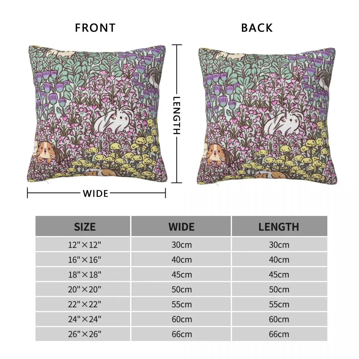 Long Haired Guinea pigs and Floral Garden pattern Throw Pillow Sofa Covers For Living Room Cushions For Children