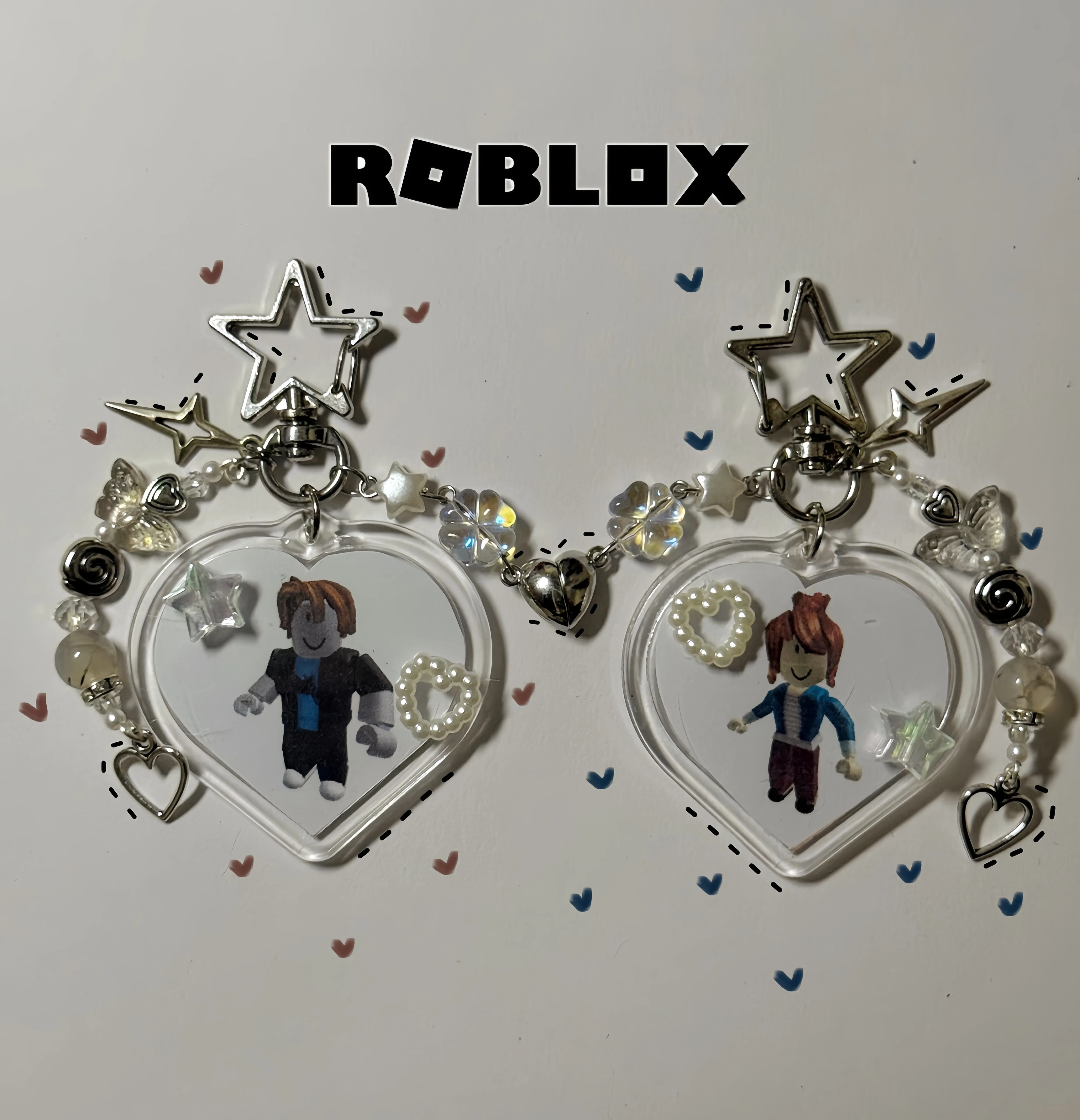 ~• Llaveros Roblox hecho a mano con imán Charm llavero diseño estético Bag Charms•~
