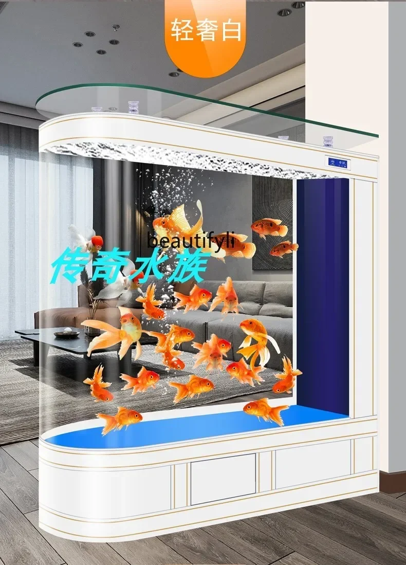 New glass medium and large fish tank living room entrance partition ecological water-free aquarium