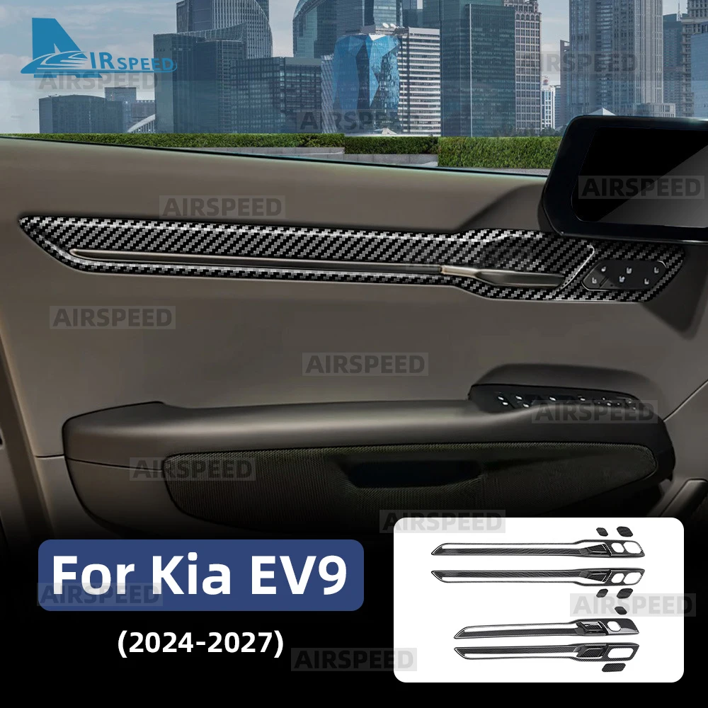 Premium Carbon Fiber Style Door Handle Decoration For Kia EV9 2024 2025 2026 2027 Car Interior Accessories Kit