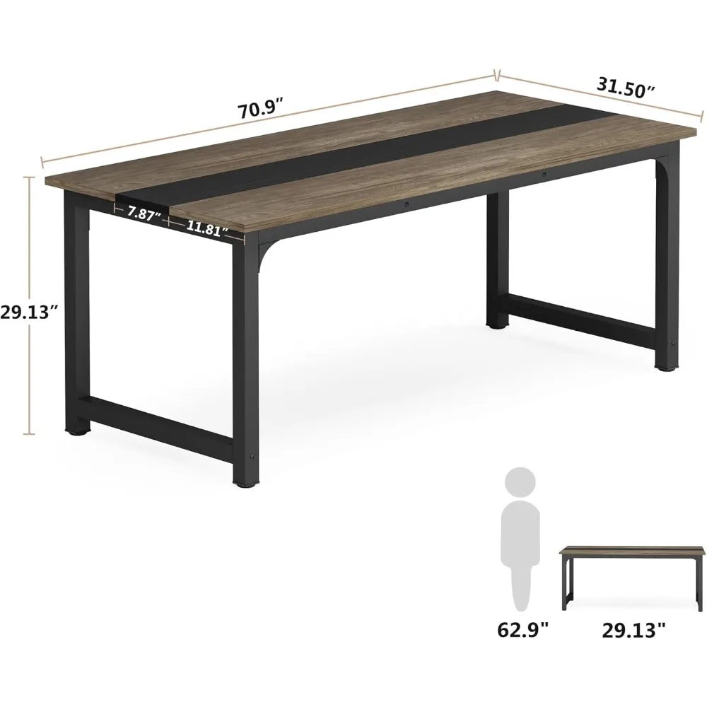 Grande Escritório Computador Desk, quadro espessado, Workstation Modern minimalista, Home Móveis, 70,8"