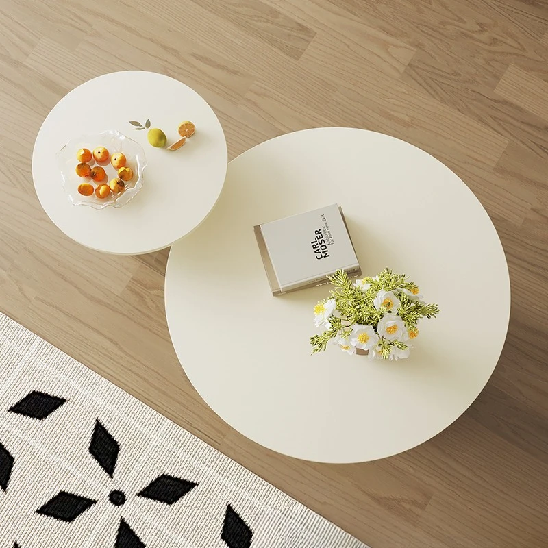 Mesa de centro medieval original para apartamento pequeño francés, acrílico simple, de lujo, color crema, para sala de estar