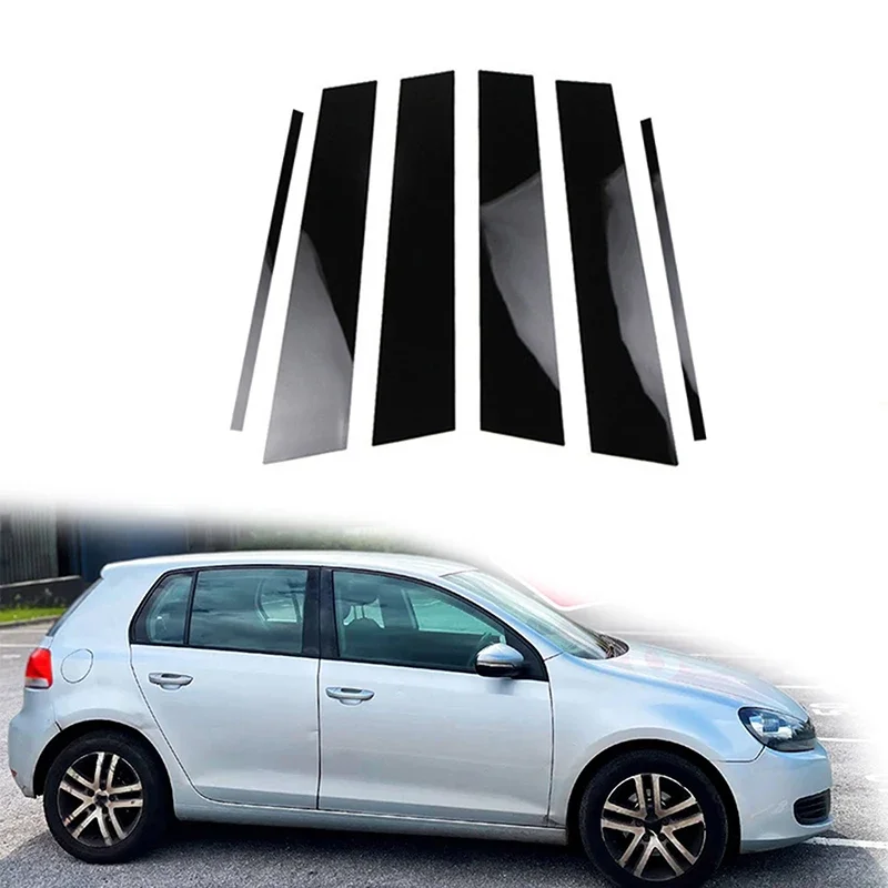 Glossy Black Window Door Column B C Pillar Post Cover Trim For VW Golf MK6(5K)3/5-Door Hatchback 2009-2012 Decoration Stickers