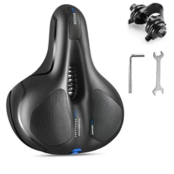 Large Road Bike Breathable Bicycle Saddle, Shock Absorbing Soft Comfortable Hollowed MTB Mountain Bike Seat Cushion with tools