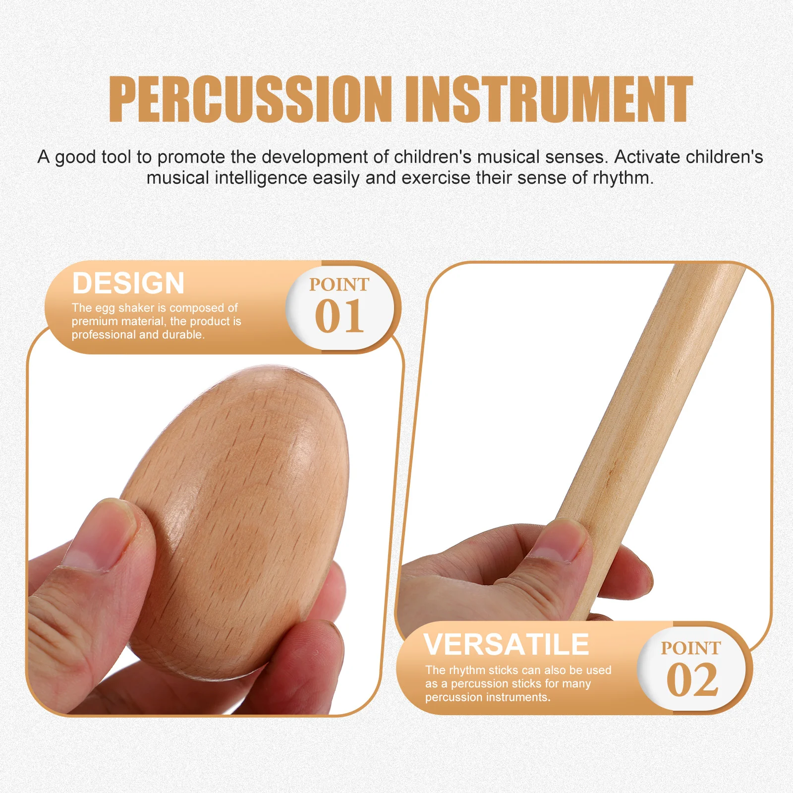 

Percussion Instrument Accessories Set Musical Instruments for Kids Manual Egg Wooden Rhythm Sticks Hand Compact Toy