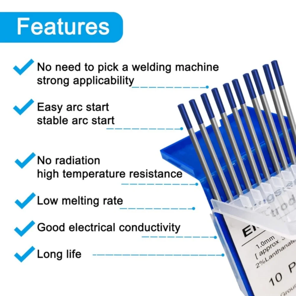 10pcs Tungsten Electrode Welding Equipment Accessories Blue Head 150mm TIG Tungsten Needle for TIG Welding