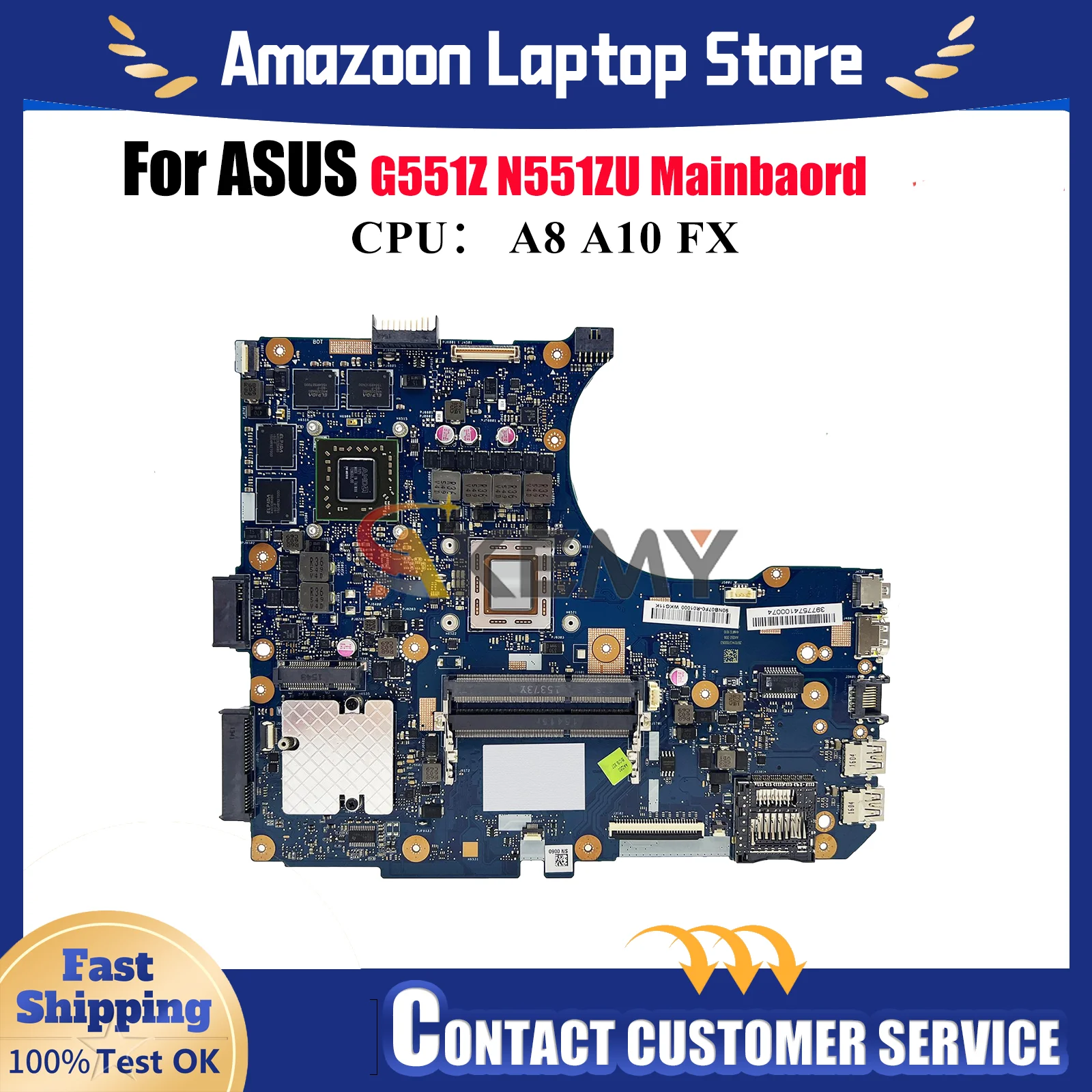 

N551ZU Laptop Motherboard For ASUS ROG N551ZU N551Z G551Z Notebook Mainboard With A8 A10 FX CPU 100% tests OK fast shipping stk