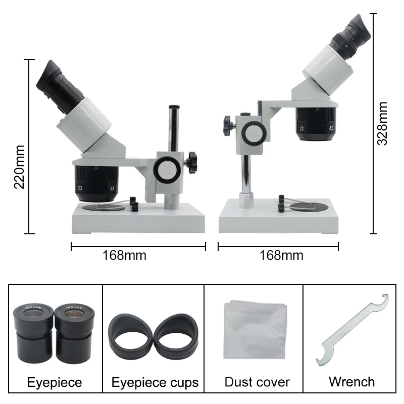 20X 40X PCB Repair Microscope WF10X Eyepiece Metal Binocular Stereo Microscope with LED Ring Light for Watch Phone Inspection