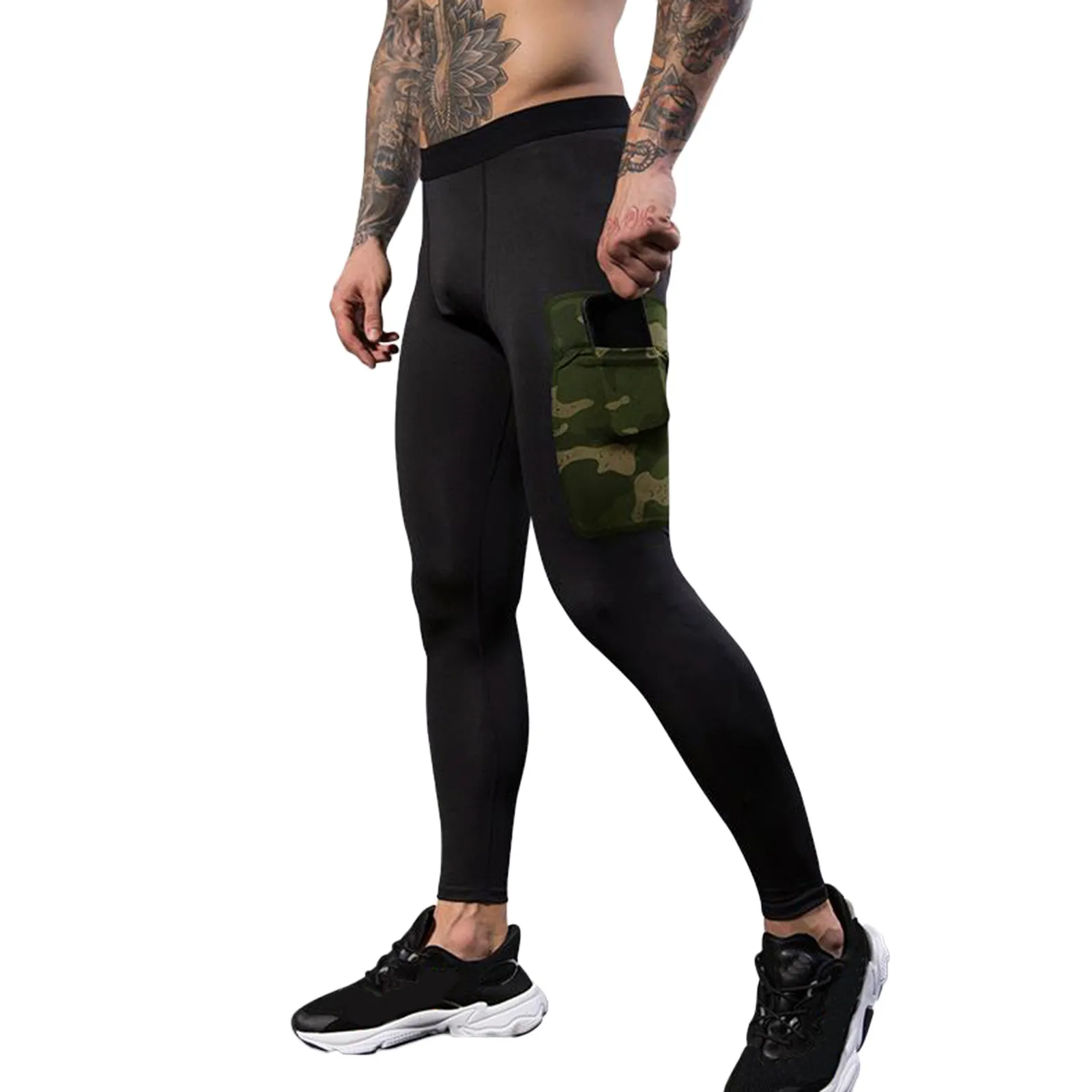 

2024 Camouflage Running Pants Man Compression Leggings With Pocket Gym Sweatpants Fitness Quick Dry Trousers