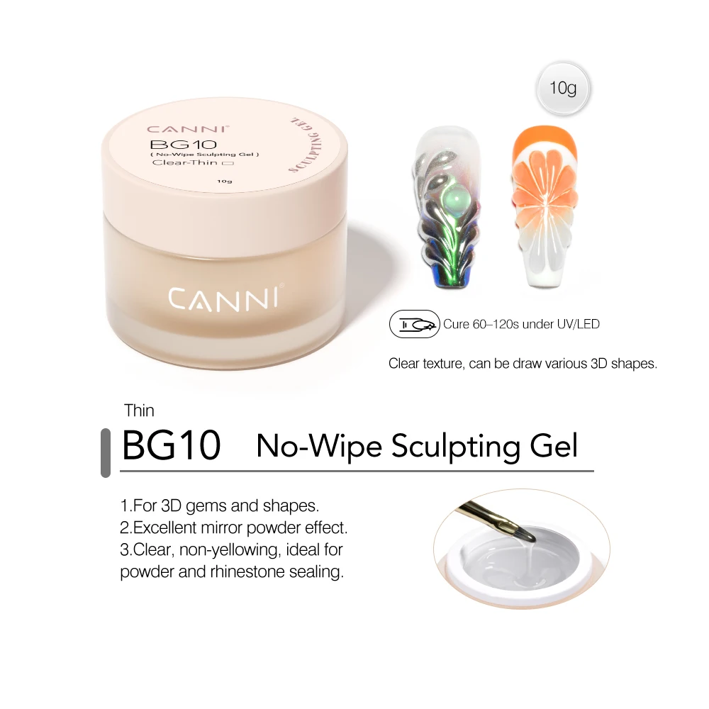 10ml CANNI Multifunktionales Gel 3D-Modelliergel TPO-frei PVC-Modelliergel Ohne Brennen UV-LED Soak-Off No-Wipe Modelliergel – Detail 16