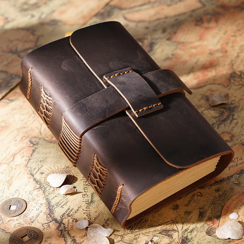 First Layer Cowhide Notebook Thickened Retro Chinese Style Planner Journal Diary Kraft Paper Notepad Kraft Paper Journal