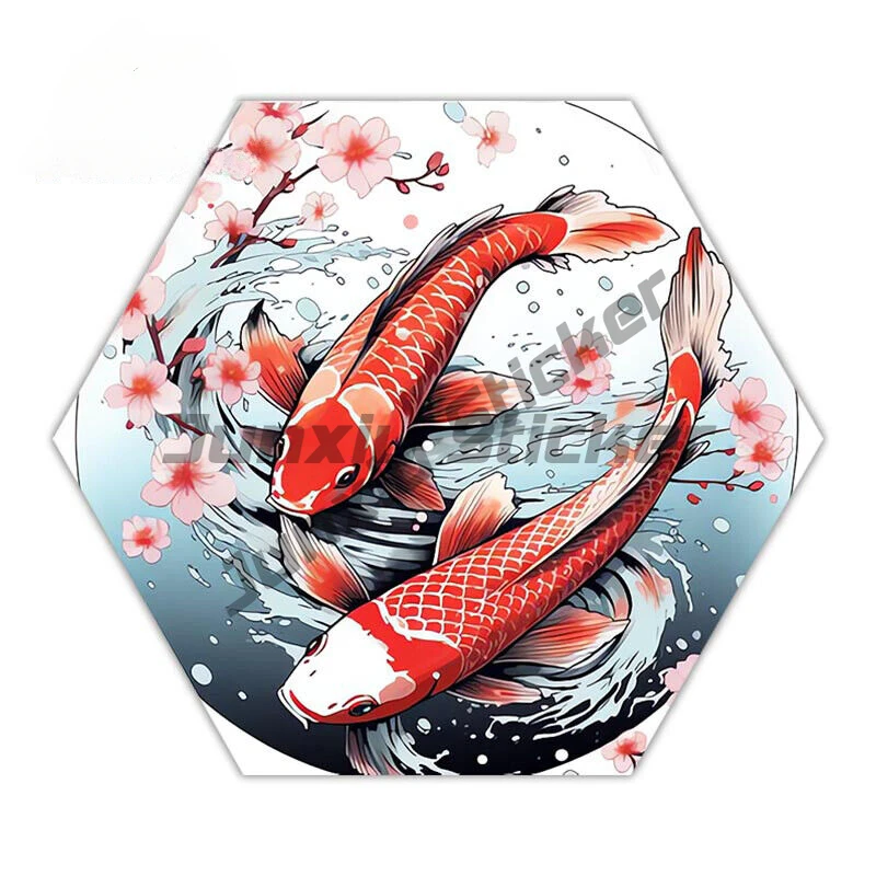 Koi Tattoo Fish Car Decal Vinyl Motorcycle Decal Refrigerator-Japanese Koi Vinyl Decal Laptop Window Bumper Scratch