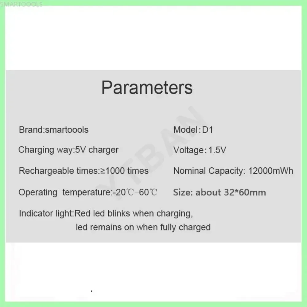 LR20 1.5V D 12000mWh Rechargeable Li-Ion Battery with Type-C Charging Cable for Flashlight Gas Stoves Water Heater Accessories