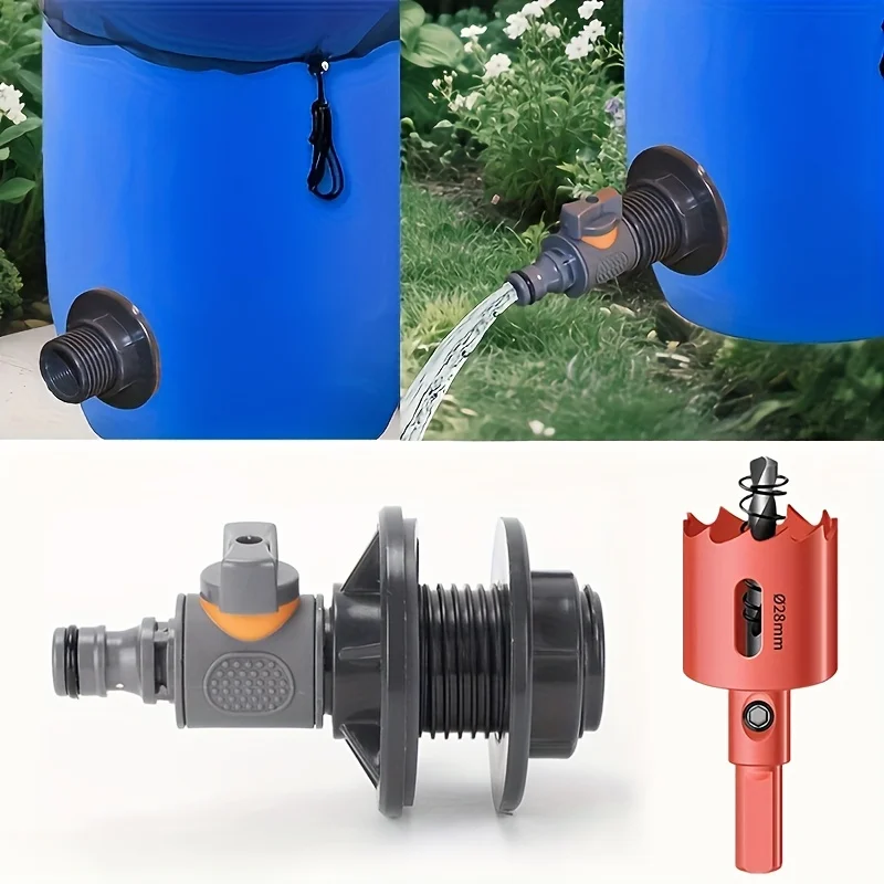 3Pcs Rain Barrel Spigot Kit – w/ Hole Punch & 1/2