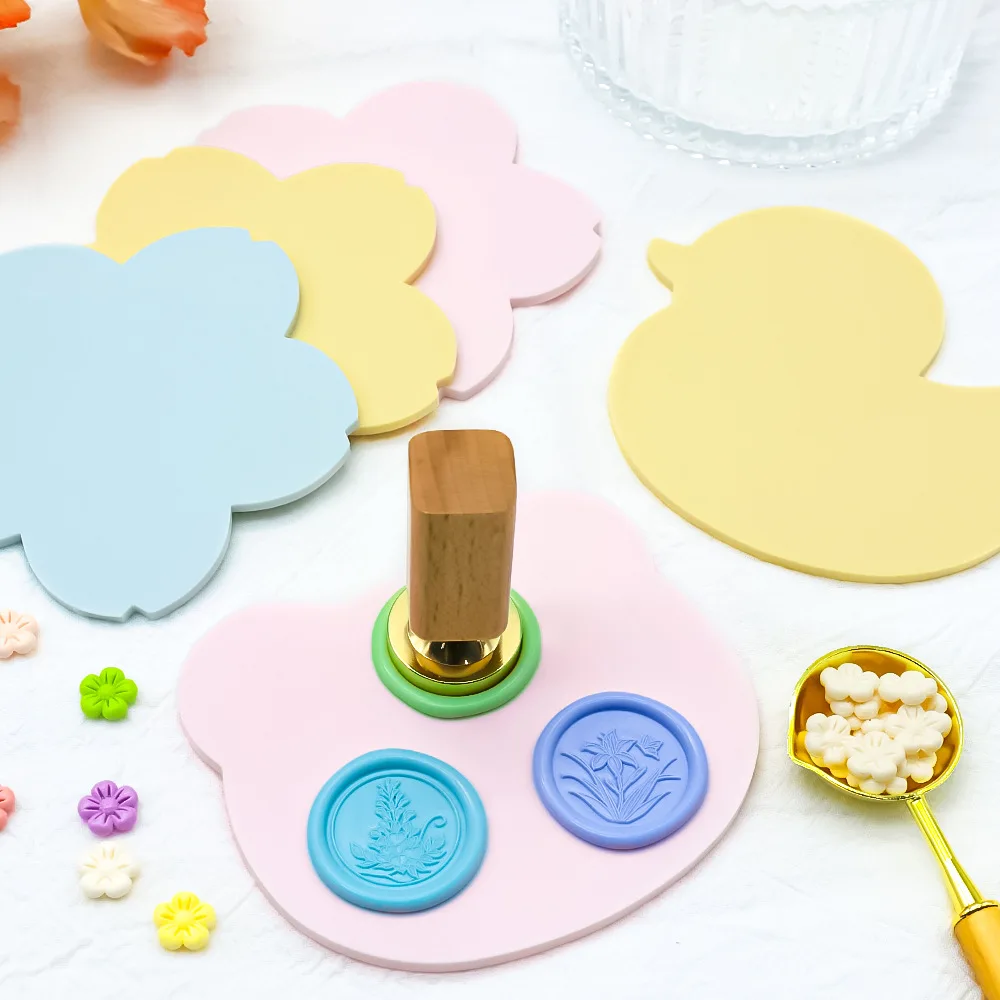 Wax Seal Mat Cherry Blossom Bear Apple Minimalist Wax Seal Mold Release Mat Heat-Resistant Mat Non-Stick Mat Silicone Material
