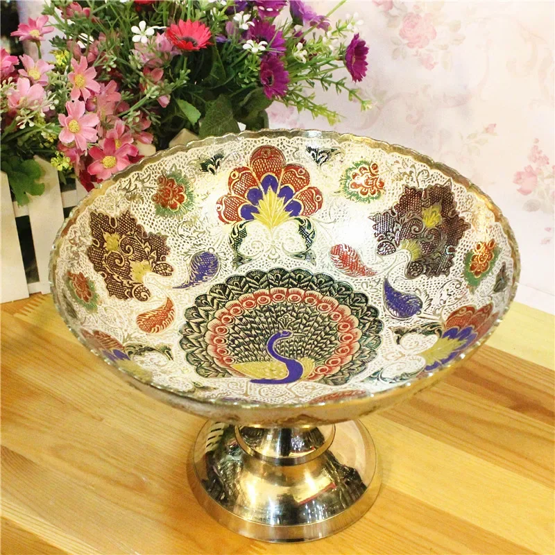 Traditional handicrafts, copper carving tableware, new copper fruit plate, home furnishing, hotel supplies, holiday gifts YT629