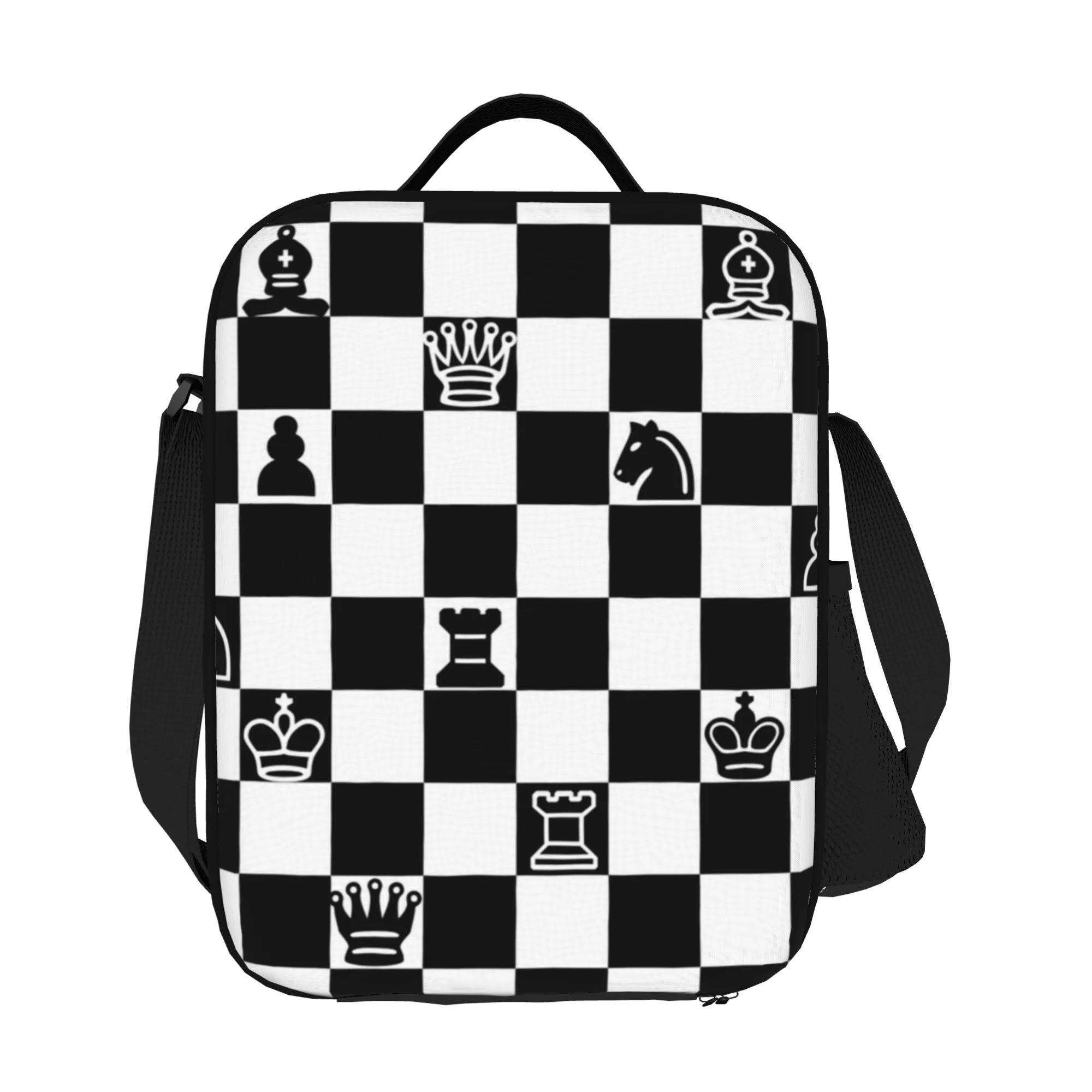 Chess Print Tote Bag 600D Oxford Fabric for Office Commuting Travel Everyday Carry