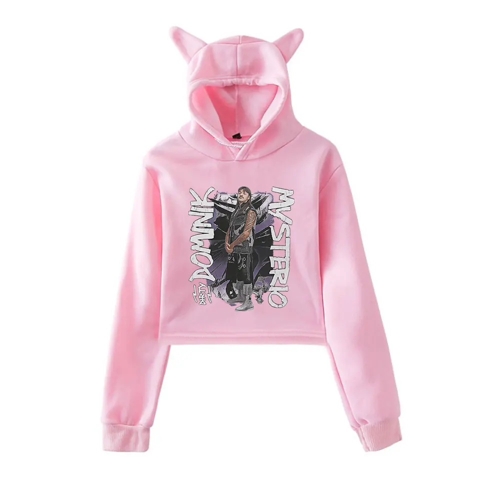 

Dominik Mysterio Merch винтажная уличная одежда 90-х годов толстовки с капюшоном для девочек укороченный модный спортивный пуловер с кошачьими ушками