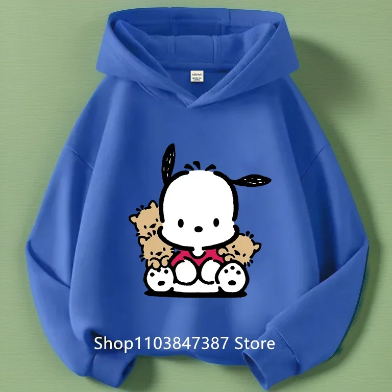 2024 Pochacco felpa con cappuccio abbigliamento per bambini abbigliamento per ragazze ragazzi felpe Kawaii a maniche lunghe primavera autunno Sanrio