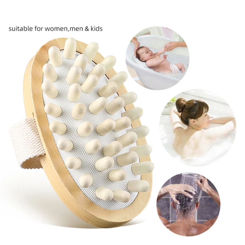 Wood Massage Wash Hair Brush Cellulite And Improved Lymphatic Drainage Shower Bathe Skin Clean Airbag Body Massage Brush