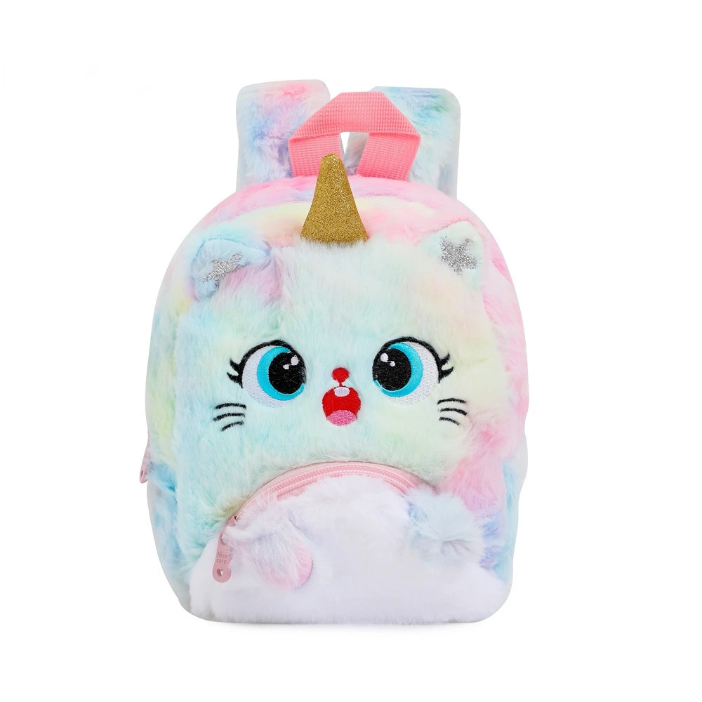 Mochila De felpa de unicornio de ojos grandes para niños, juguetes de felpa suave, Mochila de dibujos animados para guardería, bolsa para niña