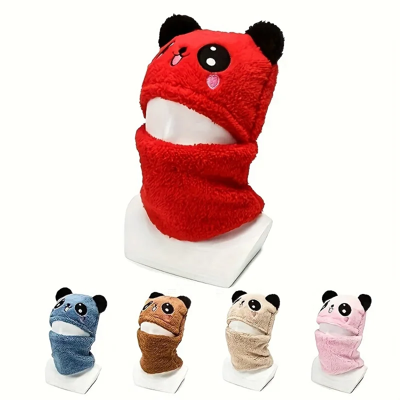 Cartoon Hat for Girls Boys Scarf Thicken Cap Winter Hat for Kids Newborn Baby Stuff Children Hat Plus Fleece Kids Caps