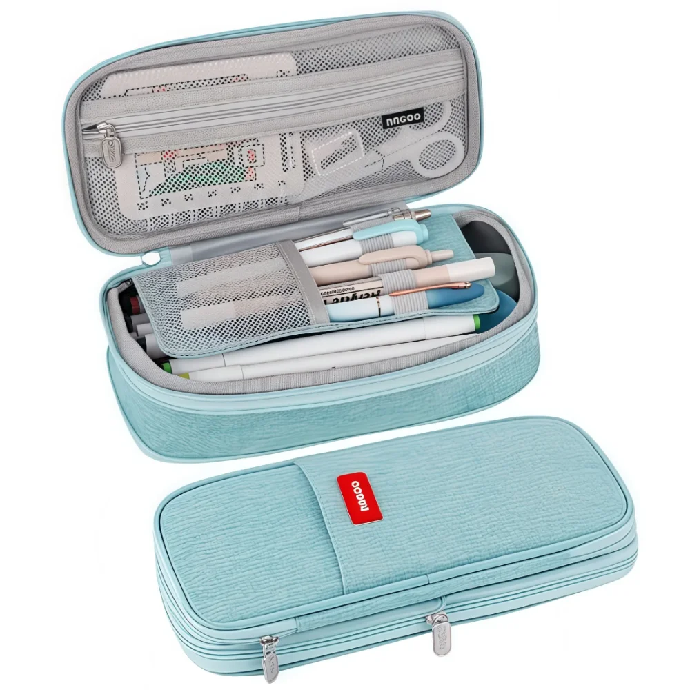 حقيبة أقلام رصاص بسيطة ذات سعة كبيرة متعددة الوظائف بطبقة مزدوجة حقيبة أدوات مكتبية محمولة متينة للمكتب المدرسي