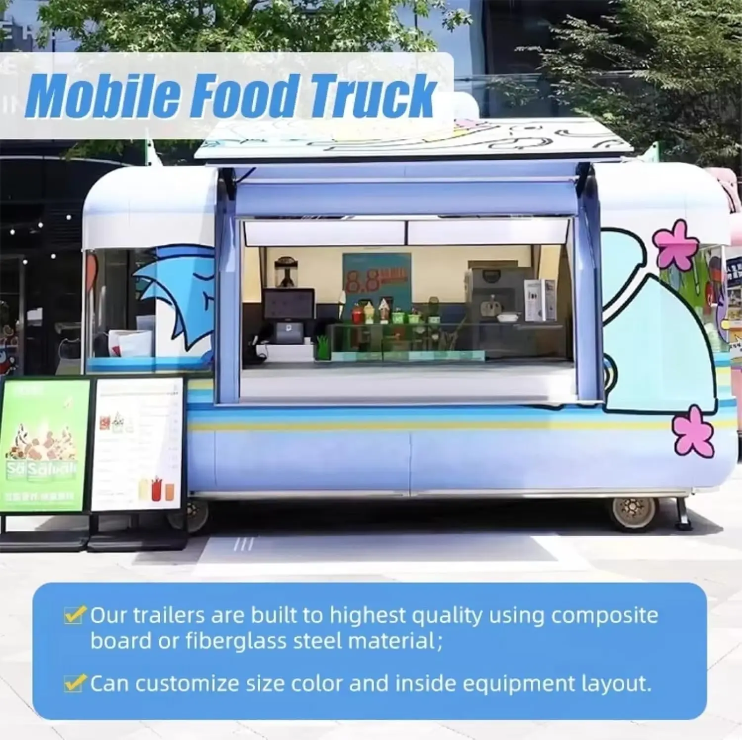 Mobile Food Trailer | Street Food Vending Truck with Custom Kitchen | Ideal for Coffee, Ice Cream, Fast Food & Beverages