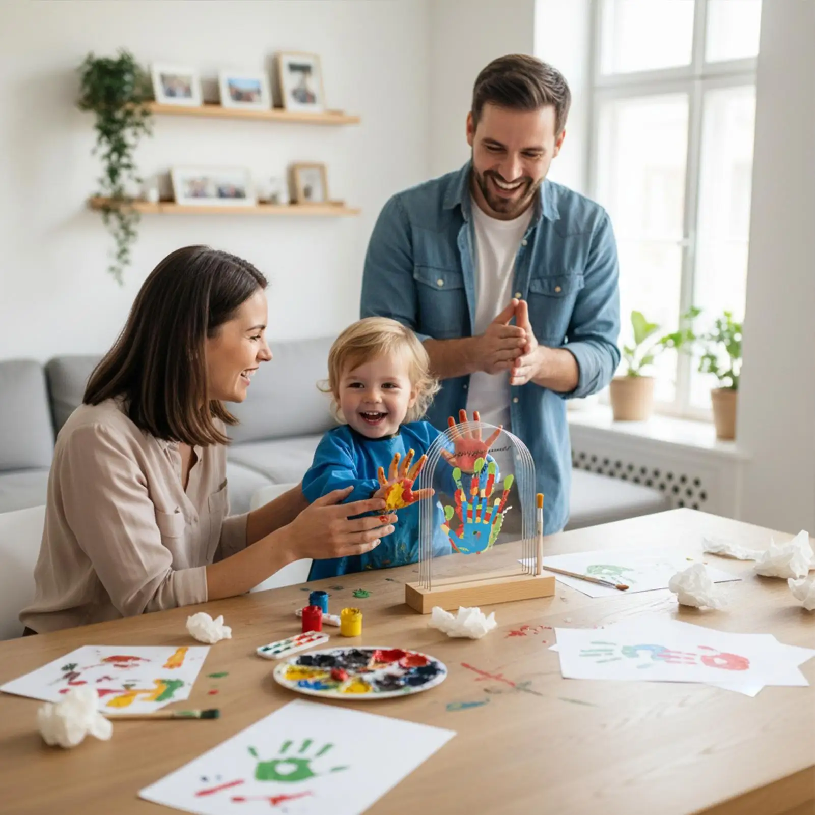 

Family Handprint Kit Decorative Family Keepsake Handprint Memory Frame for New Parents Grandparents First Birthday Christmas