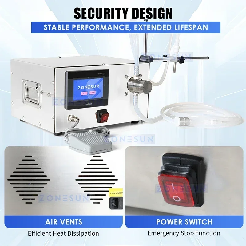 ZONESUN آلة تعبئة السوائل حشو الزجاجات شبه التلقائي عصير الماء المشروبات مضخة مغناطيسية ZS-MPZ1