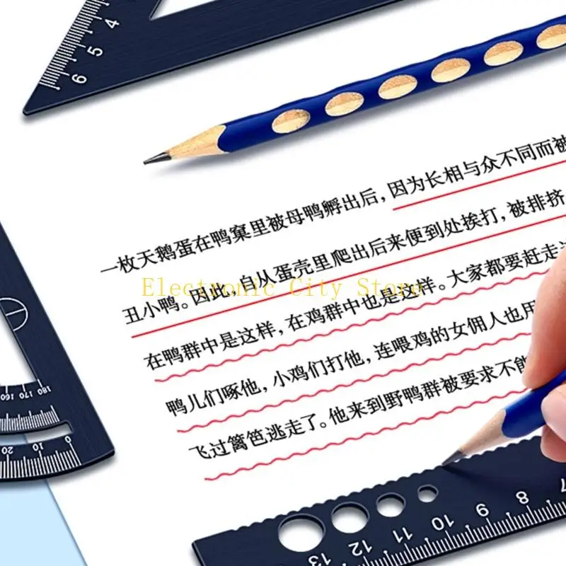 4 PCS Ruler Set Geometry Ruler Set Math Dostraction Triangle Ruck Tool School School Supplies Gift for Children Hu8d