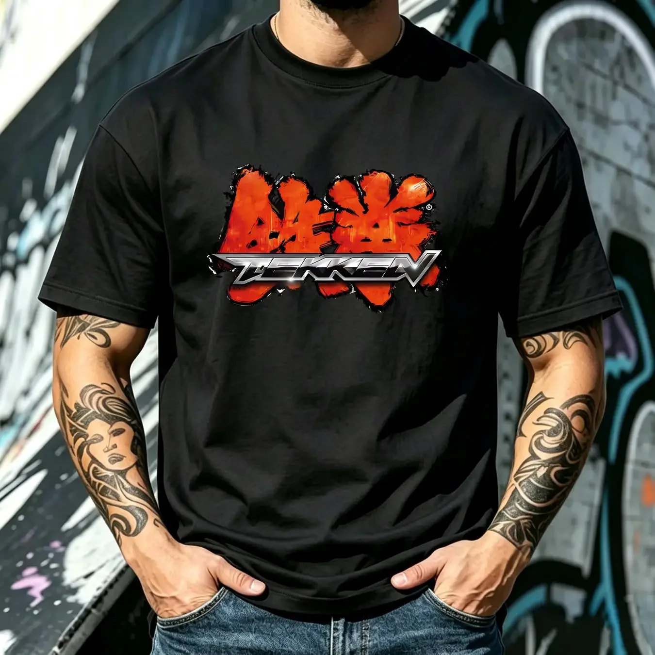 washed T Shirt New Retro Vintage Tekken Men's S 3XL Assorted Colors vintage Washed Stretched Comfortable streetwear Unisex