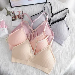 Yeni kadın Push Up sütyen Bralette ince omuz askısı iç çamaşırı spor dantel sütyen tüp Tops kablosuz spor göğüs Wrap Lingerie