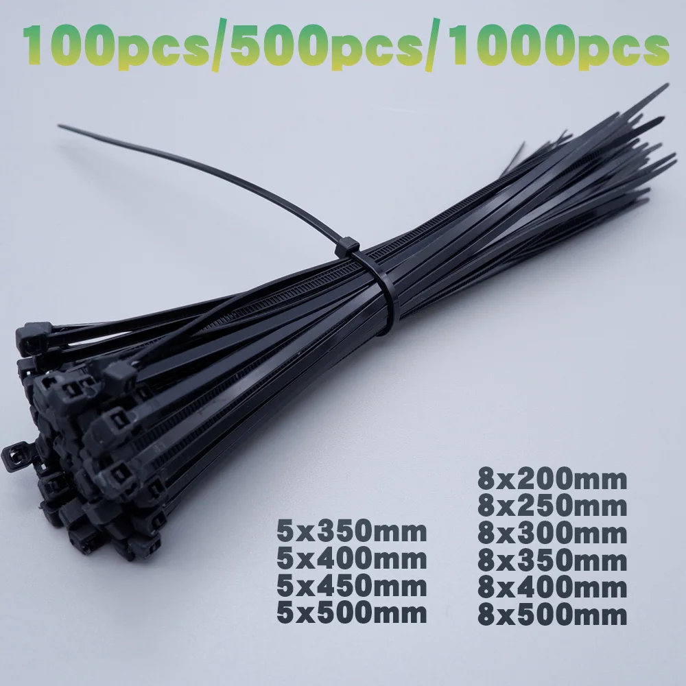 

100/500/1000 Pieces Cable Tie Self-locking plastic nylon tie Industrial Cable Tie Black Fasten Cable Wire Cable Zip Ties