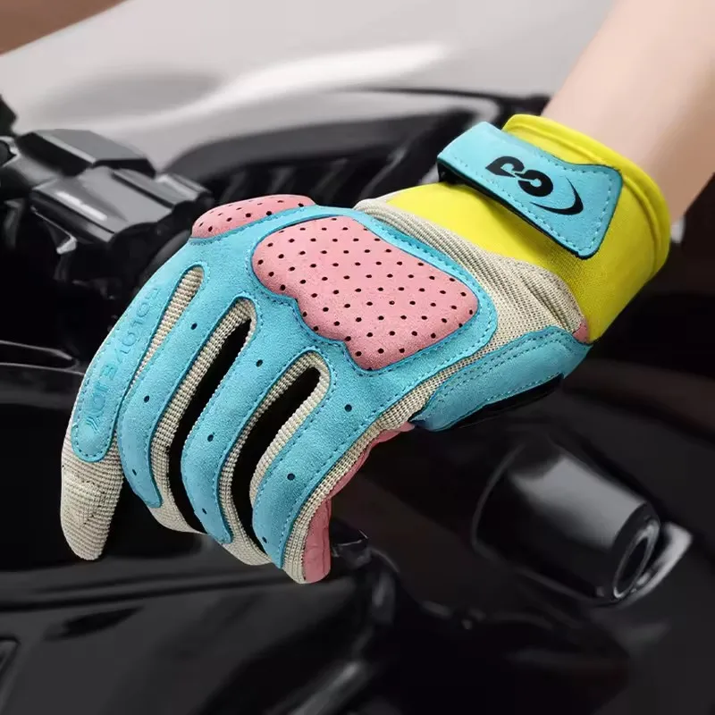 

Summer Breathable Motorcycle Gloves Touch Screen Men Women MTB Bike Gloves Macaron Color Motorbike Riding Bicycle Gloves