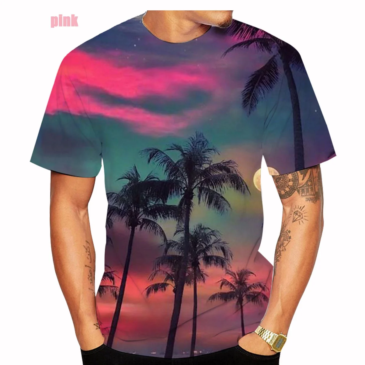 2022 Men and Women Latest Fashion Sunset 3d Printing Unisex T-shirt Sunset Glow Printed Natural Scenery Short Sleeve Size XS-5XL