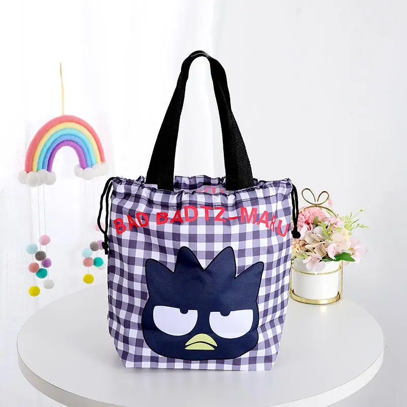 Kawaii Cute Sanrio Hellokitty Mymelody Bad Badtz Maru Hangyodon Bag Drawstring Drawstring Tote Bag Lunch Box Bag Gift For Girls