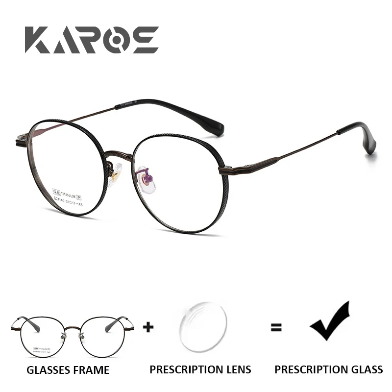 

KAROS Full Titanium Round Frame Womens Prescription Glasses Myopia Hyperopia Anti Blue Light Photochromic Optical Eyewear