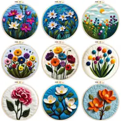 RUOPOTY Wool Felt Package Beginners Painting Flowers Felt Needle Kit Diy Craft Toys Worsted Wool Stitch Craftwork Needle Felting