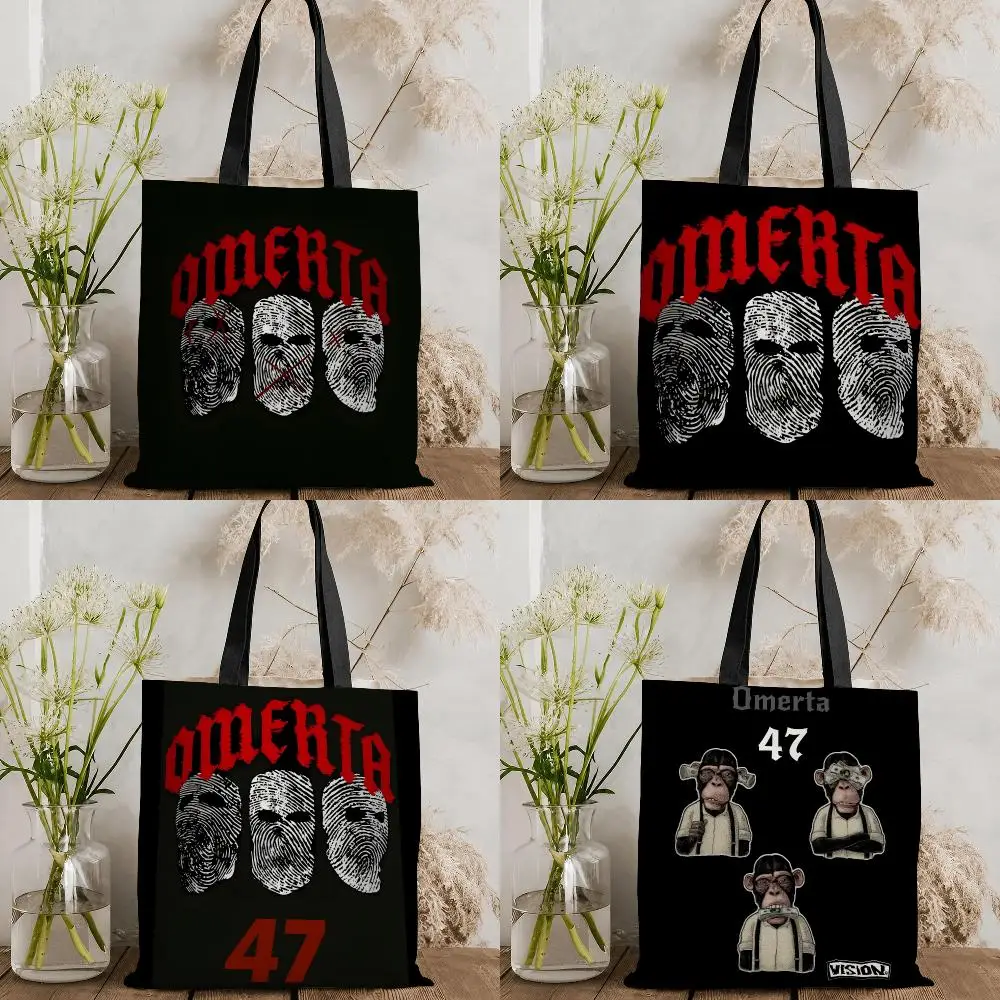 Monkey Shows O-Omerta 47 Storage Bags Large Capacity Canvas Bag for Female Students Tote Mommy Bag