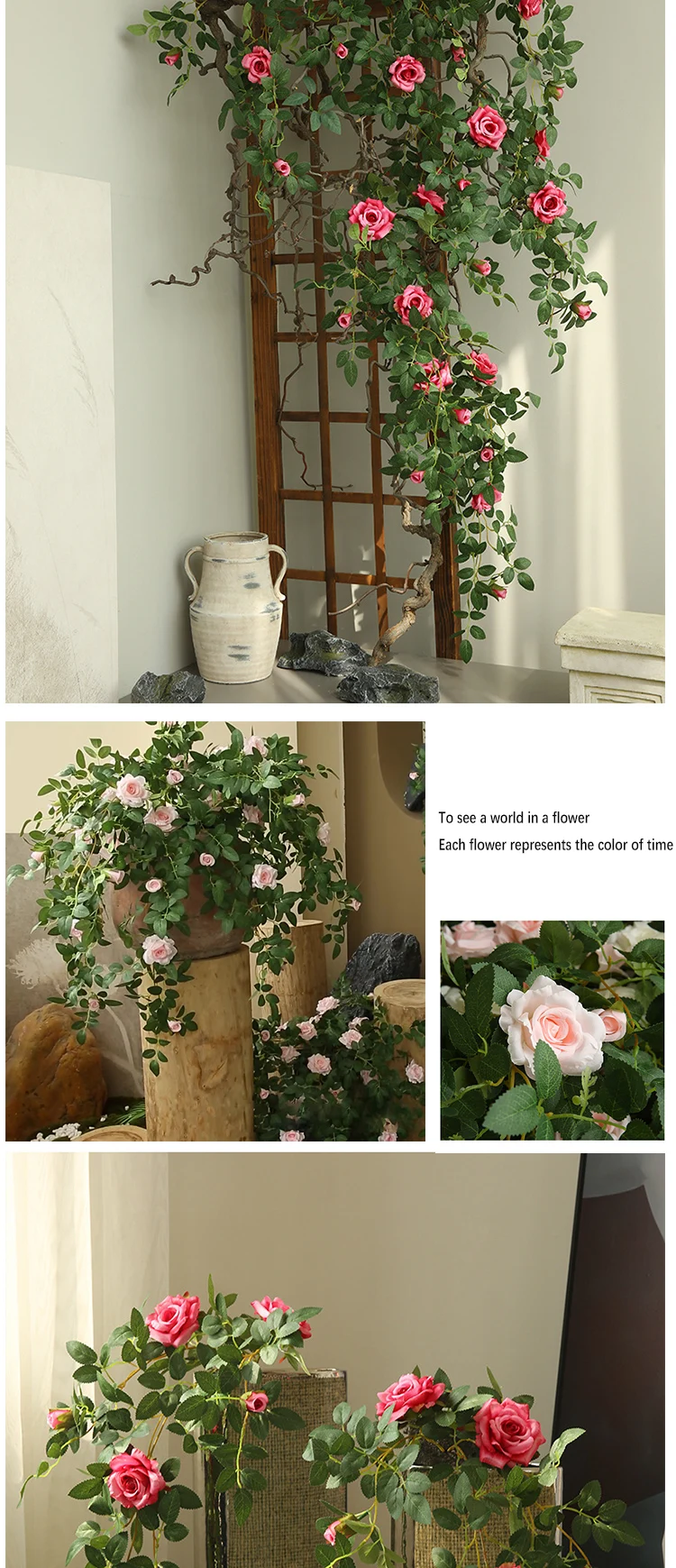 Rose-Serie Wandhängende Blumendekoration Blumen-Rattan DIY Hochzeit Wohnzimmer Empfang Dekoration Zubehör Event-Party-Requisiten – Detail 3