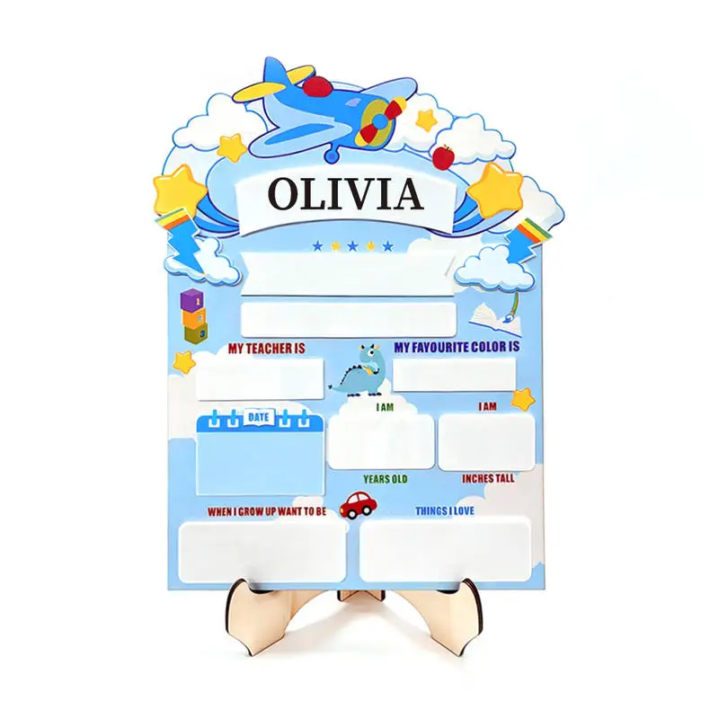 1PC Personalized Wooden First Day of School Board, Custom Name Back To School Milestone Sign, Reusable Kids School Memory Photo